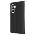 Etui z klapką do Samsung Galaxy S25, Litchi Skin Grain, czarne