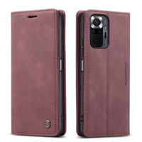 Etui CASEME do Xiaomi Redmi Note 10 Pro, Leather Wallet Case, czerwone