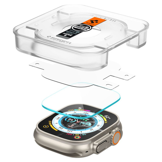 Spigen Szkło Hartowane do Apple Watch Ultra 1/2/3 49mm, Glas.TR "EZ FIT", Clear (2 sztuki)