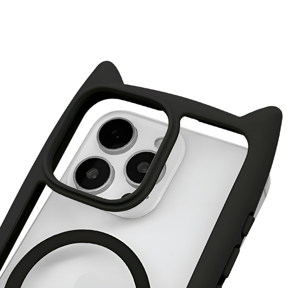 Etui do iPhone 16 Pro, do MagSafe, Cute Cat, czarne + Szkło na ekran