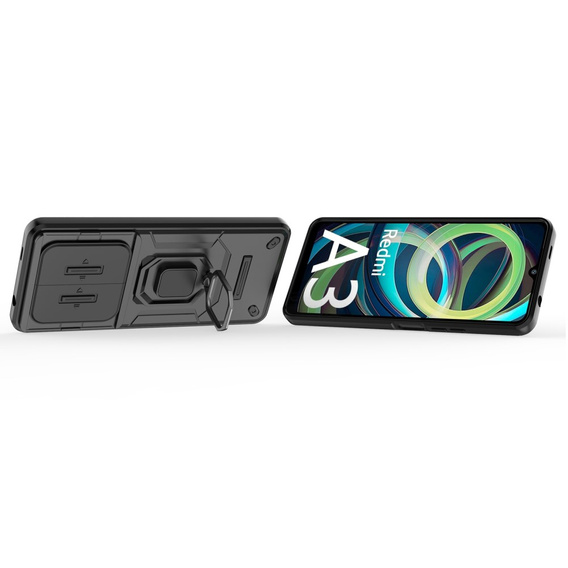 Etui do Xiaomi Redmi A3, KickStand Camera Lens, czarne