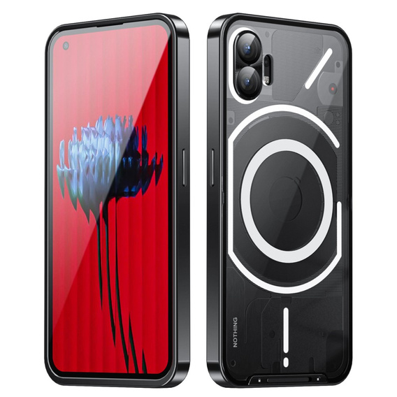 Etui z ochroną aparatu do Nothing phone 1 5G, CamShield MagSafe, przezroczyste / czarne