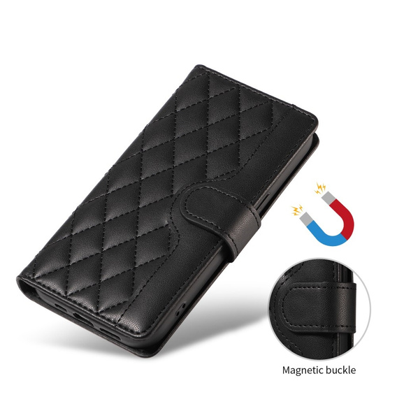 Etui z klapką do Honor 400 Pro 5G, Crossbody Leather Wallet, czarne