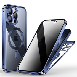 Etui do iPhone 15 Pro Max, Privacy Dual Glass, do MagSafe, niebieskie