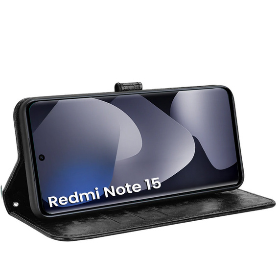 Etui z klapką do Xiaomi Redmi Note 15 5G / Poco M8 5G, Wallet Rhombus, czarne