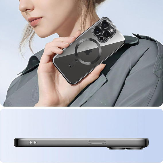 Etui do iPhone 15 Pro Max, Electro MagSafe, czarne + Szkło na ekran