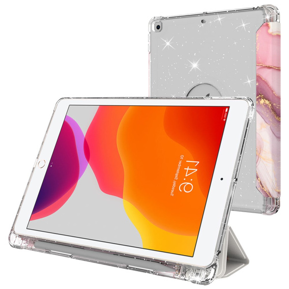 Etui do iPad 10.2" 2021/2020/2019 (9/8/7 gen.), Smartcase Hybrid, z miejscem na rysik, Marble różowe