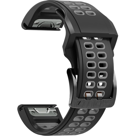 Silikonowy Pasek Two-Rows do Garmin Fenix 5/6/7 - Black/Grey