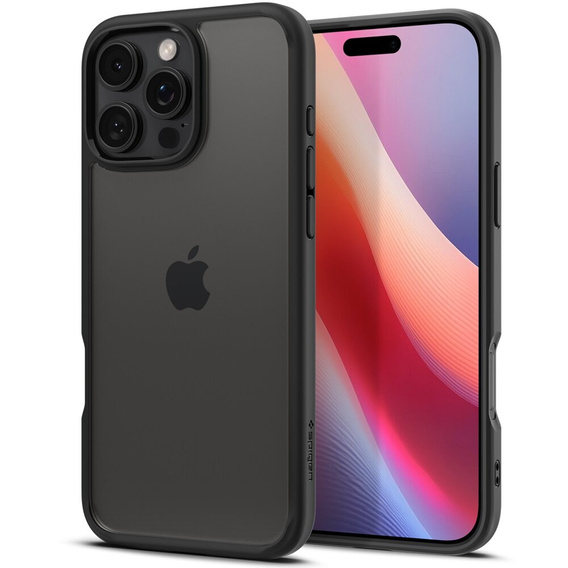 Etui Spigen do iPhone 16 Pro Max, Ultra Hybrid, przezroczyste / czarne + Szkło Hartowane 9H