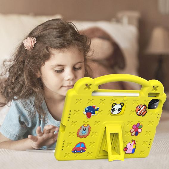 Etui do iPad 11" 2025 A16 (11 gen.) / iPad 10.9" 2022 (10 gen.), Cute Patterns, z podstawką, Żółte