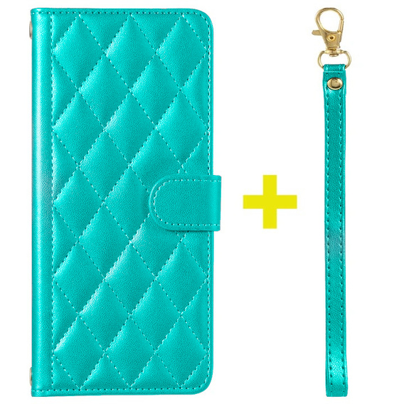 Etui z klapką do Samsung Galaxy A16 / A16 5G, Rhombus Crossbody Leather, zielone
