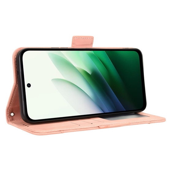 Etui z klapką do Xiaomi Redmi 15 5G / 4G, Card Slot, różowe