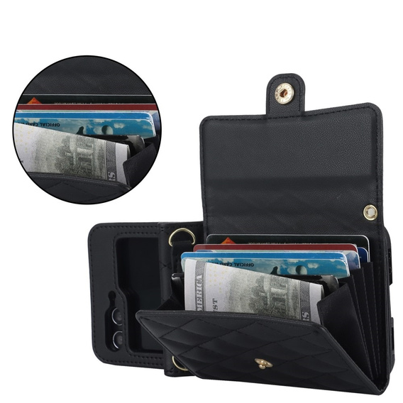 Etui skórzane Card Slots do Samsung Galaxy Z Flip7 FE / Z Flip6, czarne