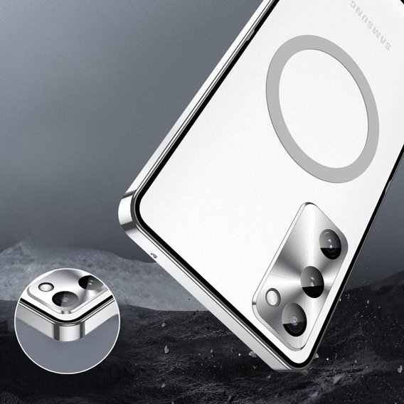 Etui z ochroną aparatu do Samsung Galaxy S20 FE, CamShield MagSafe, przezroczyste / srebrne