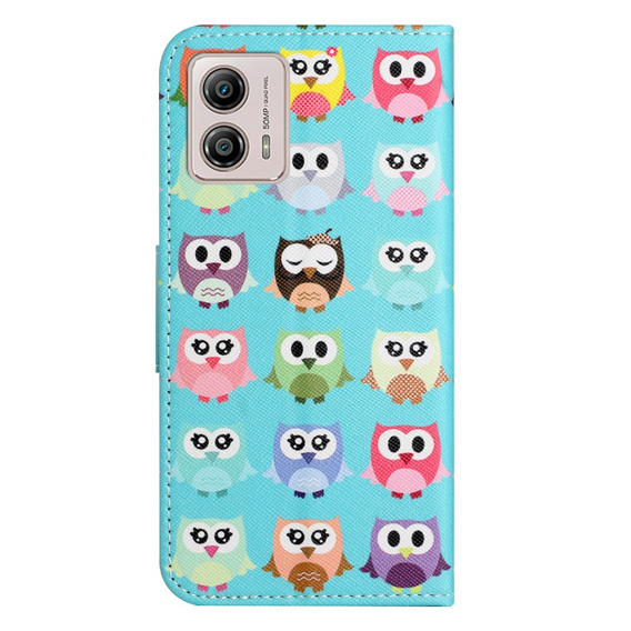 Etui z klapką do Motorola Moto G73 5G, Wallet, Owls niebieskie