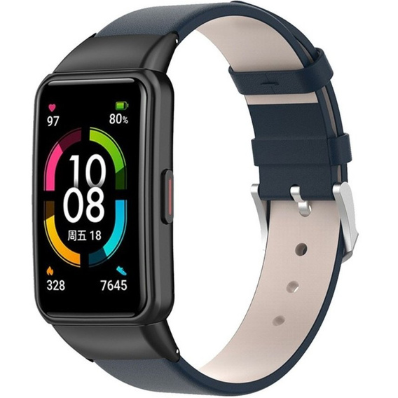Pasek Skórzany ze skóry naturalnej do Huawei Band 6, Granatowy