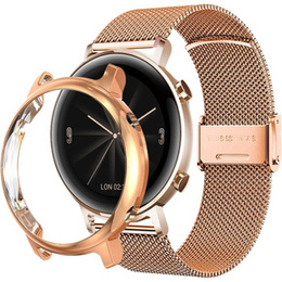 Bransoleta + Etui z osłoną na ekran do Huawei Watch GT 4 41mm, Różowe złoto