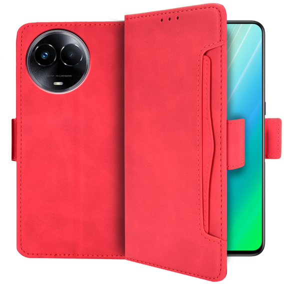 Etui z klapką do Realme 11 5G, Card Slot, czerwone