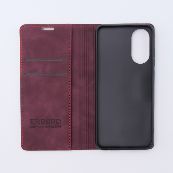 Etui do Oppo A78 4G, ERBORD Vintage portfel z klapką, czerwone
