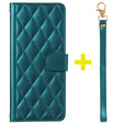 Etui z klapką do Samsung Galaxy A16, Rhombus Crossbody Leather, zielone