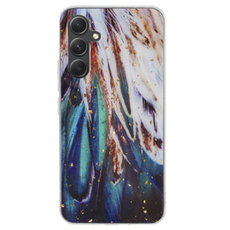 Etui Gold Glam do Samsung Galaxy A54 5G, Pióra + szkło 9H