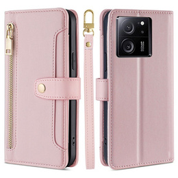 Etui z klapką do Xiaomi 13T / 13T Pro, Wallet Zipper Pocket, różowe
