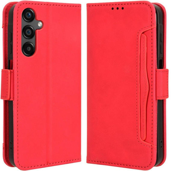 Etui z klapką do Samsung Galaxy M55 5G, Card Slot, czerwone