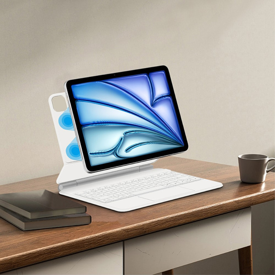 Etui z klawiaturą do iPad Air 11" 2025/2024 (7/6 gen.), Magnetic Keyboard Touchpad, białe