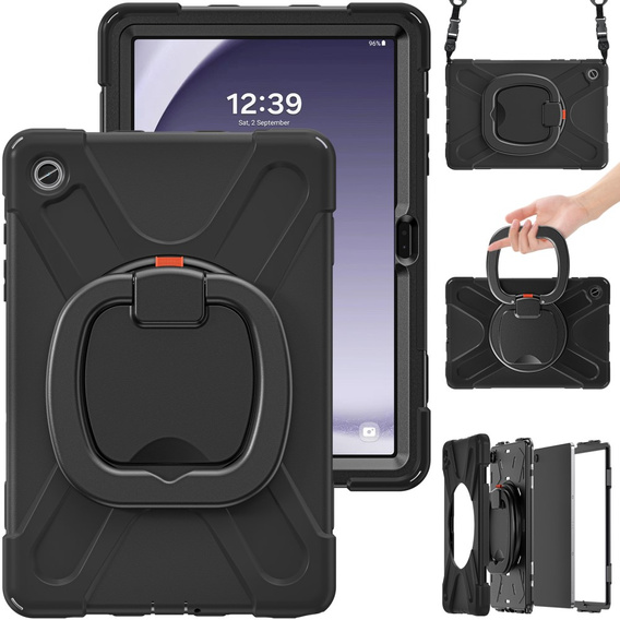 Etui do Samsung Galaxy Tab A9+ X210 / X215 / X216B, Pancerne obrotowe 360, Czarne