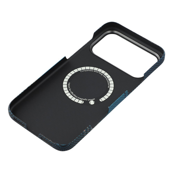 Etui do iPhone 17 Pro, z włókna aramidowego, do MagSafe, niebieskie