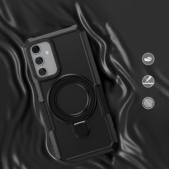 Etui do Samsung Galaxy A15 5G, Kickstand Ring, czarne + szkło 9H