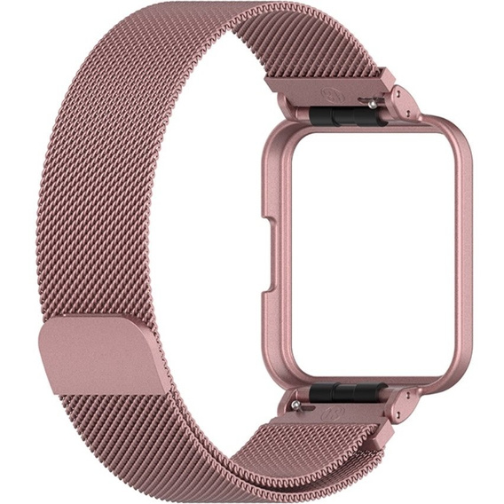 Pasek Bransoleta Milanese z Etui do Xiaomi Redmi Watch 2 Lite, Różowy