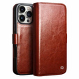 Etui z klapką do iPhone 16 Pro Max, QIALINO Leather Wallet, brązowe
