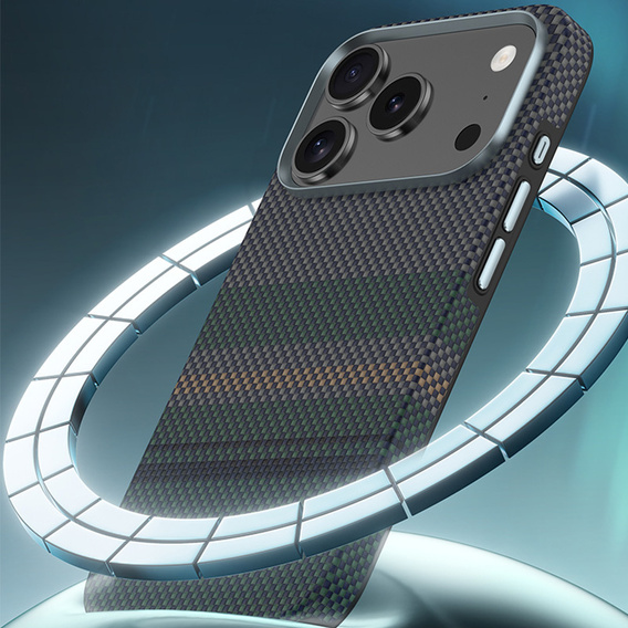 Etui BENKS Kevlar do iPhone 17 Pro Max, Magnetic Armor Pro Aurora 600D C070, do MagSafe, zielone