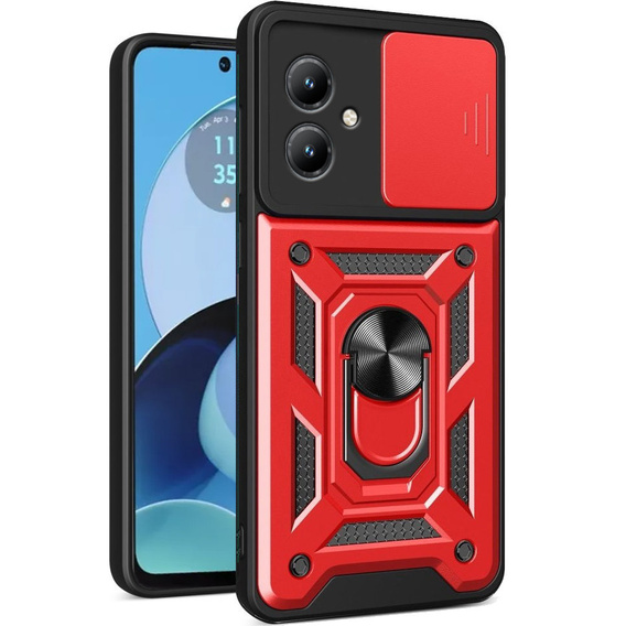 Etui pancerne do Motorola Moto G14, CamShield Slide, czerwone