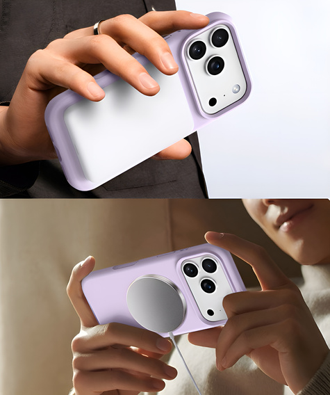 Etui silikonowe do iPhone 17 Pro Max - kompatybilne z MagSafe, antywstrząsowe, fioletowe