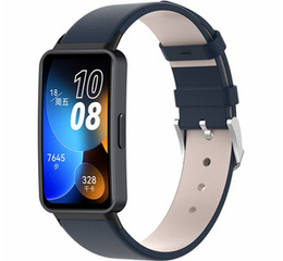 Pasek Skórzany do Huawei Band 8 / Huawei Band 9 / Huawei Band 10, Granatowy