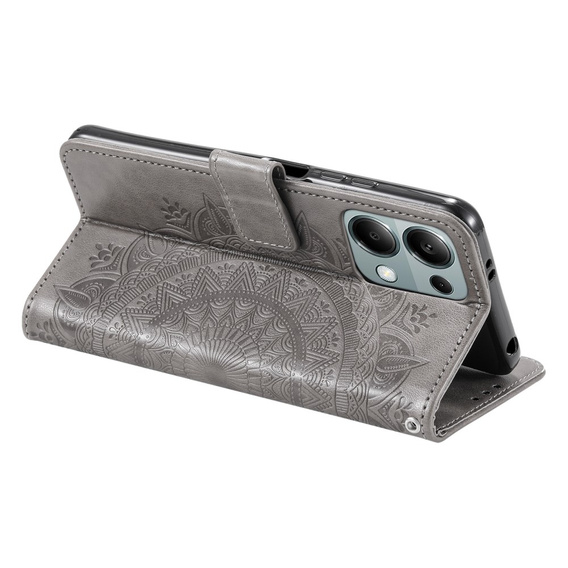 Etui z klapką do Xiaomi Redmi Note 13 Pro 4G / Xiaomi Redmi Note 14S / Xiaomi Poco M6 Pro 4G, Mandala, szare
