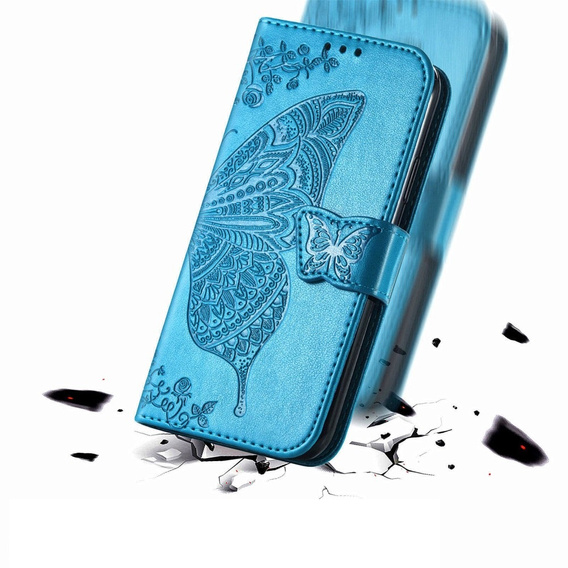 Etui z klapką do Samsung Galaxy M15 5G, Butterfly, niebieskie