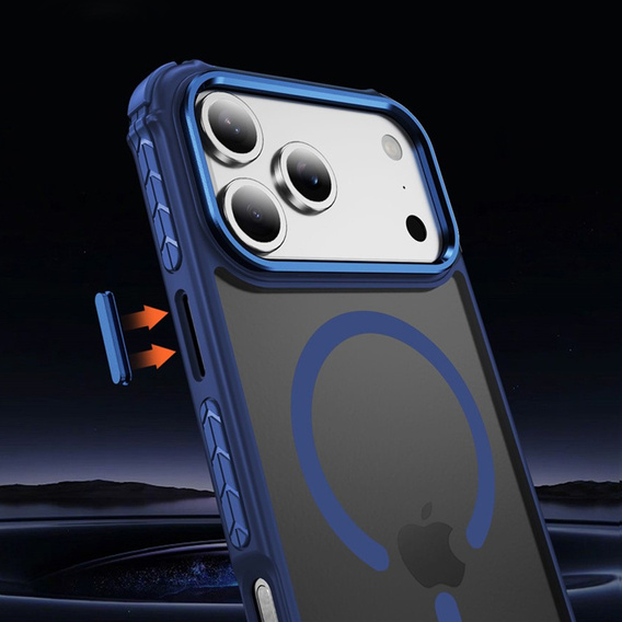 Etui pancerne do iPhone 17 Pro Max, Matt Case, do MagSafe, matowe z niebieską ramką