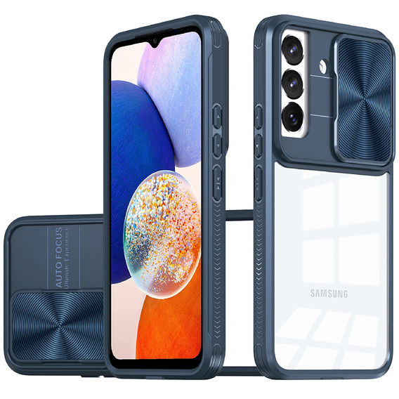Etui do Samsung Galaxy A14 4G/5G, Slide Camera, niebieskie