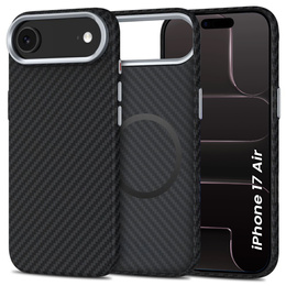 Etui BENKS Kevlar Armor PRO do iPhone Air, Carbon Fiber 600D A068, do MagSafe, aktywny przycisk – czarne