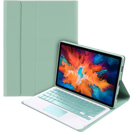 Etui z klawiaturą do Lenovo Tab P11 J606F / Tab P11 5G / P11 + Plus, TouchPad Keyboard, Jasnozielone