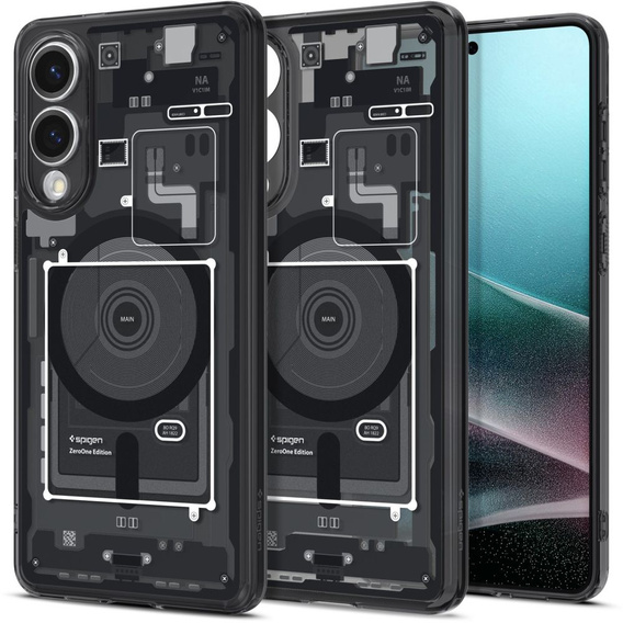 Etui Spigen do Samsung Galaxy S25 Edge,  MagSafe Ultra Hybrid, Zero One, czarne + Szkło Hartowane 9H