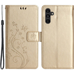 Etui z klapką do Samsung Galaxy S23 FE, Butterfly, złote