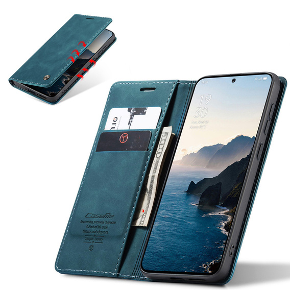 Etui CASEME do OnePlus 15, Leather Wallet Case, niebieskie