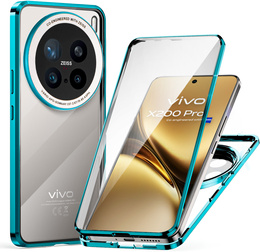 Etui do Vivo X200 Pro 5G, Magnetic Dual Glass, niebieskie
