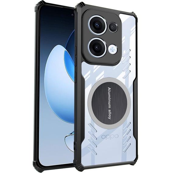 Etui do Oppo Reno 13, z blaszką magnetyczne, przezroczyste / czarne