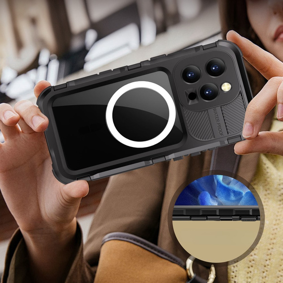 Etui Wodoszczelne IP68 do iPhone 16 Pro, SHELLBOX MagSafe, do pływania