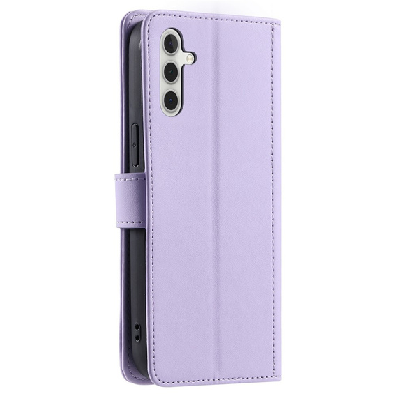 Etui z klapką do Samsung Galaxy S25 FE, Rhombus Crossbody Leather, fioletowe